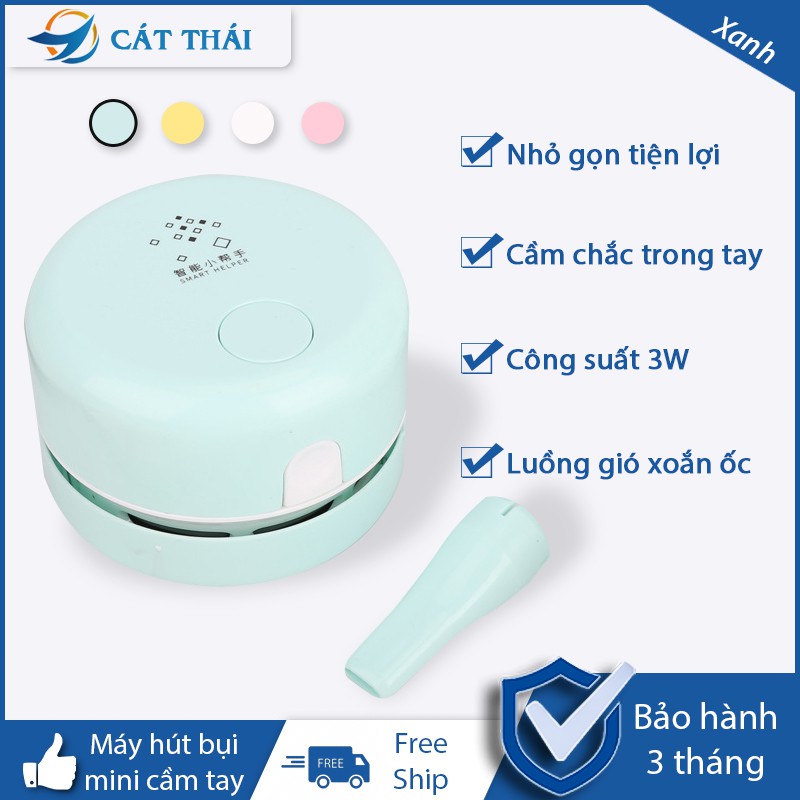 Máy hút bụi mini cầm tay thiết kế nhỏ gọn, dễ dàng mang theo, công suất 3W, lực hút 360 độ, một nhấn mở tắt rất tiện lợi