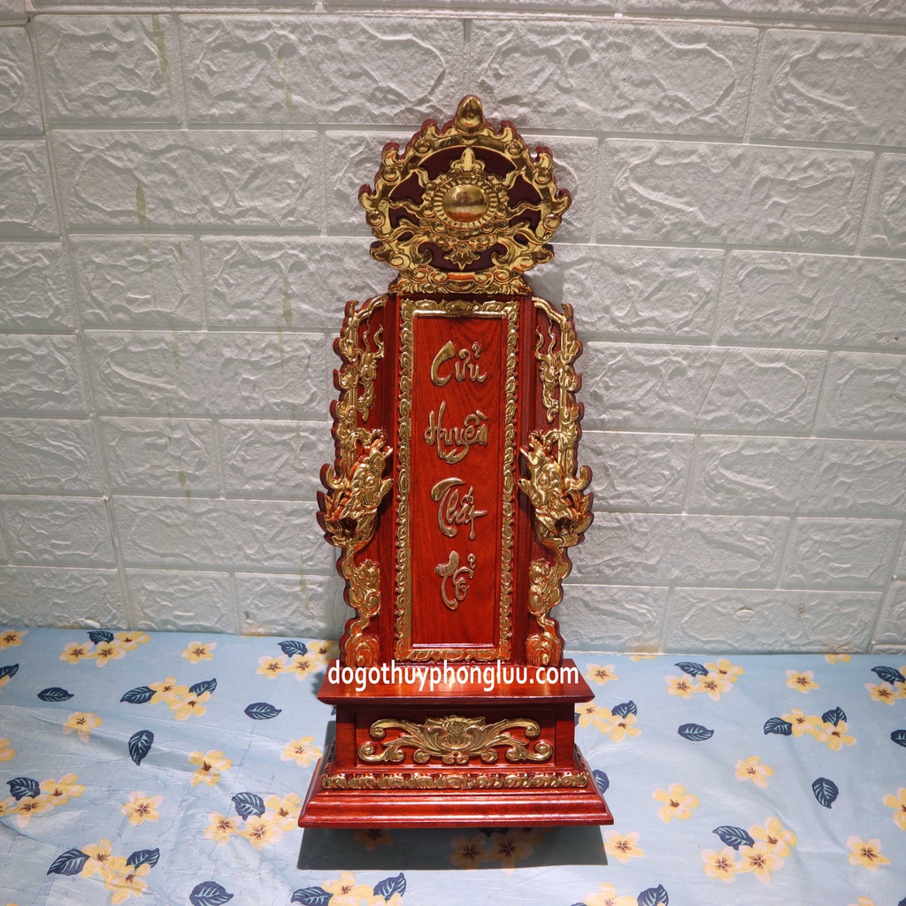 Linh vị thờ gia tiên mặt cửu huyền thất tổ gỗ hương cao 51cm