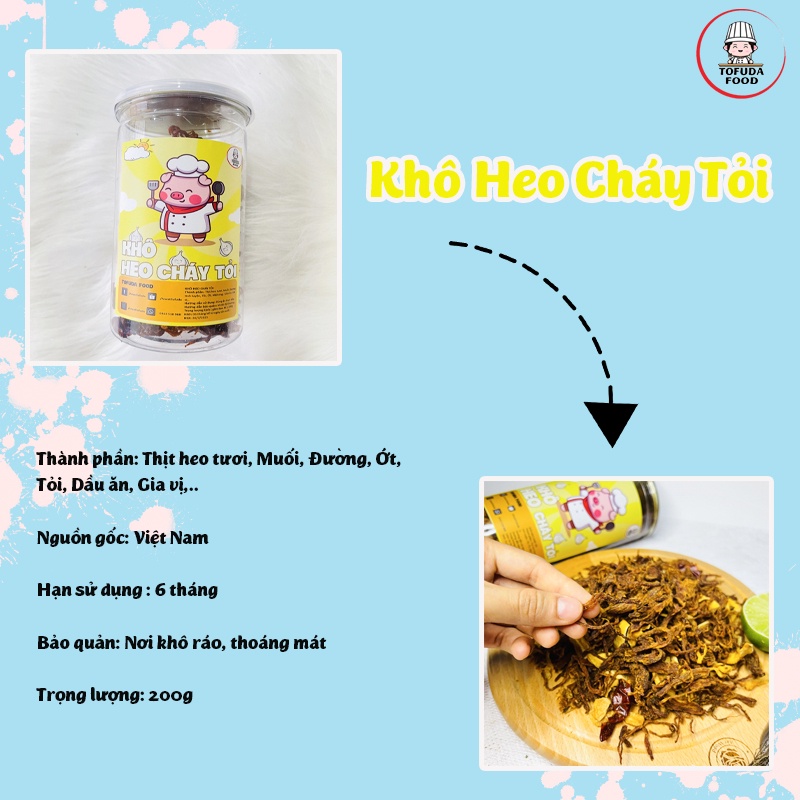 Khô heo cháy tỏi 200g khô lợn loại ngon cay bơ tỏi TOFUDA KHBT200 | BigBuy360 - bigbuy360.vn