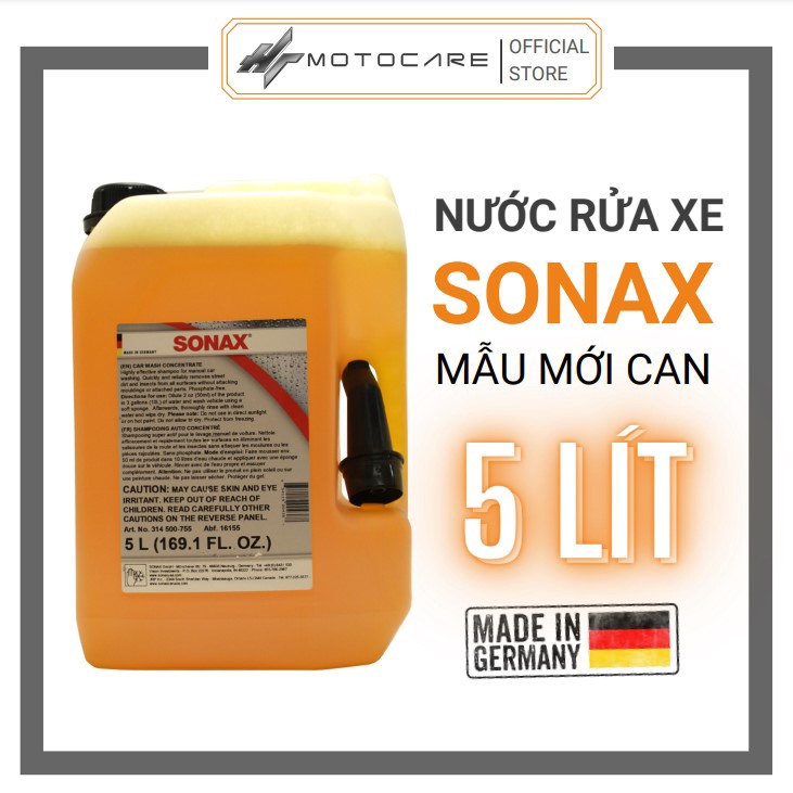 Nước rửa xe SONAX đậm đặt siêu bọt chính hãng can 5 LÍT HTMotocare