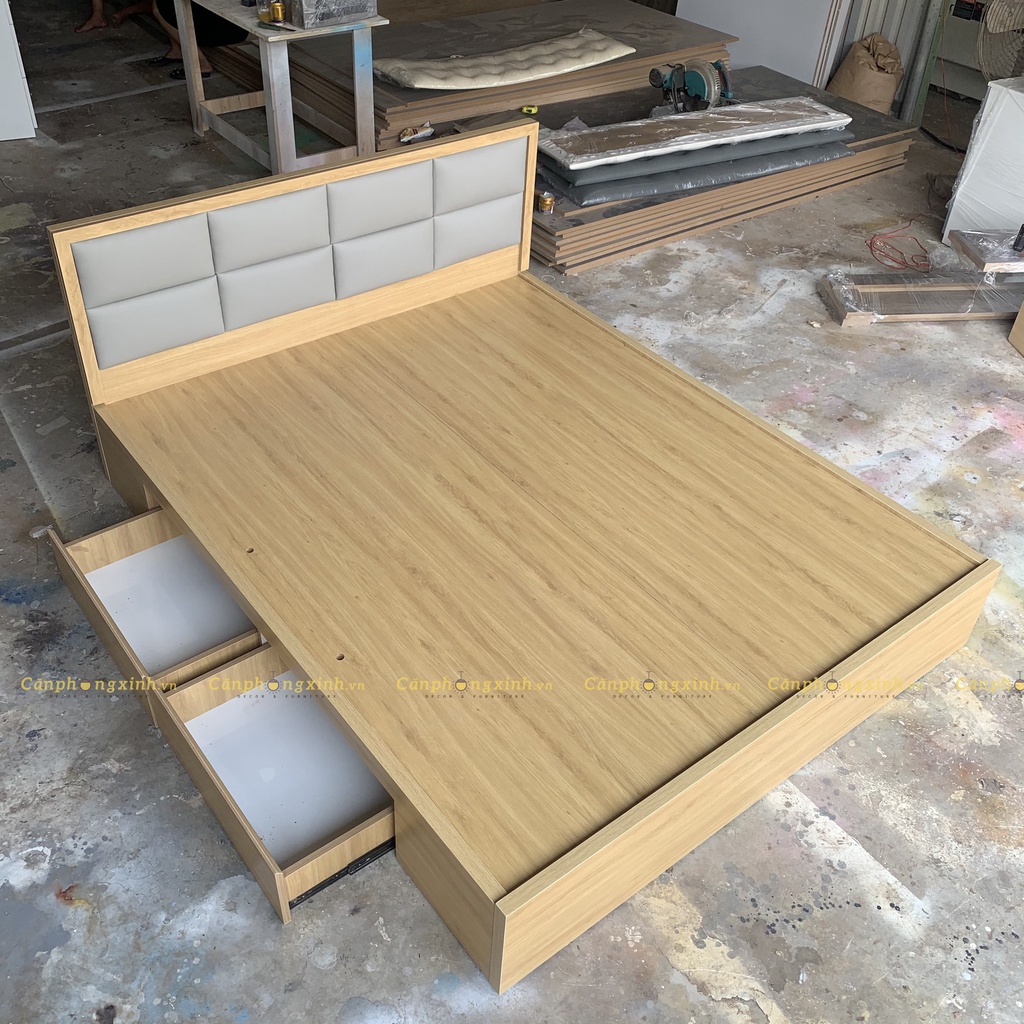 Giường ngủ bọc nệm gỗ MDF 2 hộc kéo CPX-G42