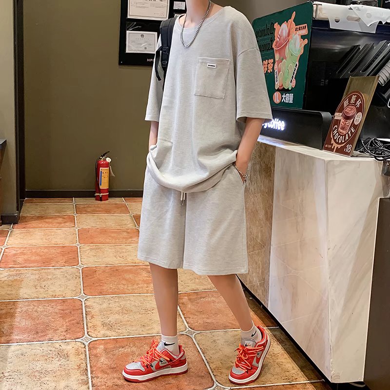 Set phong cách Hàn Quốc bộ quần áo nam Áo Thun Tay Ngắn + Quần Short đồ bộ nam Thời Trang bộ thể thao nữ