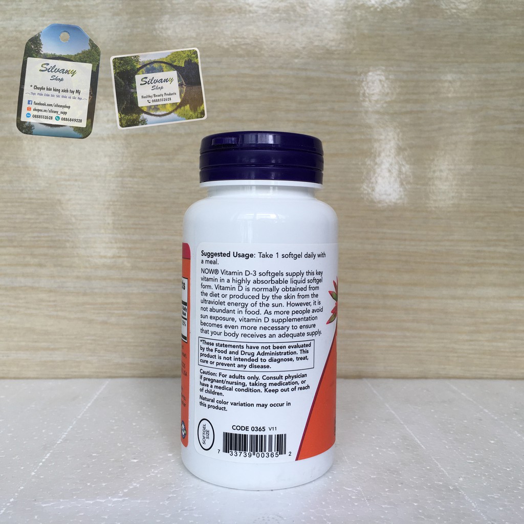 Vitamin D3 1000IU Now Foods - 180 Softgels