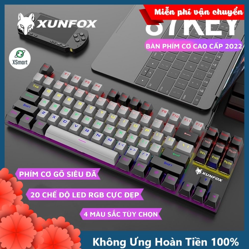 Bàn Phím Cơ Gaming K80 LED RGB 20 Chế Độ Nháy Cực Đẹp, Phím CƠ Gõ Siêu Đã, Thiết Kế Nhỏ Gọn Dùng Cho Máy Tính, Laptop