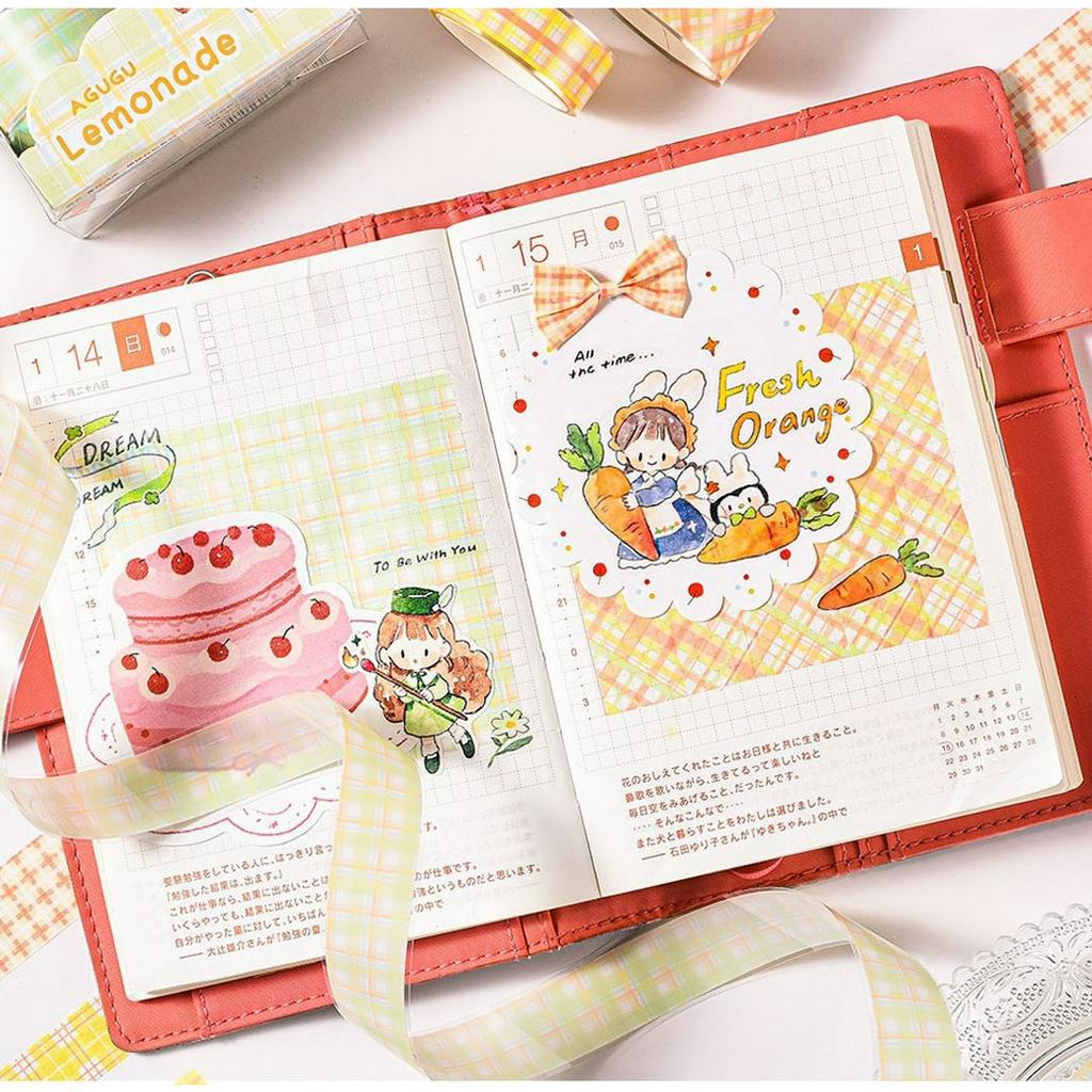 Enjoymore Set 10 Cuộn Washi Caro Ngẫu Nhiên Trang Trí Sổ Bullet Journal Miếng Dán Nhãn Sticker Dễ Thương