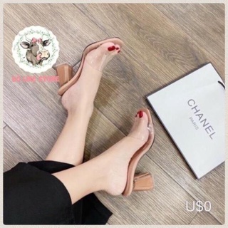 Sandal guốc, sandal quai trong gót 8cm, bò like store q80