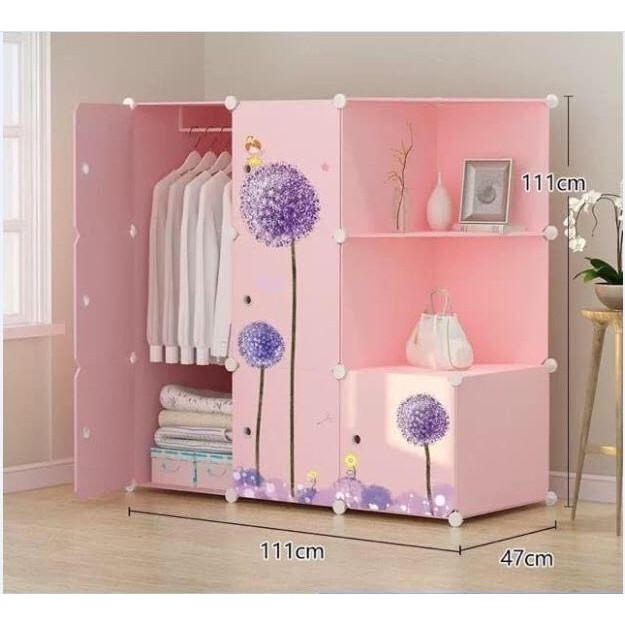 TỦ NHỰA LẮP GHÉP 2 Ô TRANG TRÍ +7 Ô ĐỂ QUẦN ÁO- SIZE 47CM