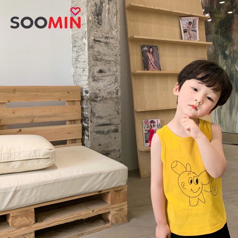 Áo ba lỗ sát nách cho bé trai 1 - 5 tuổi chất cotton Soomin Kids 8 đến 22 kg QATE H11