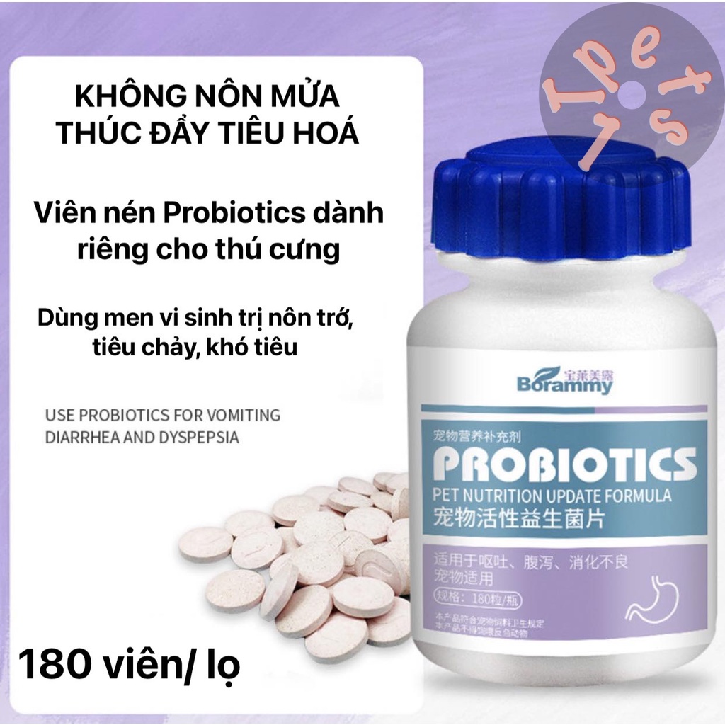 Vitamin Borammy bổ sung Canxi, Nguyên tố vi lượng, Men tiêu hoá, Giải độc cho chó mèo (180v)