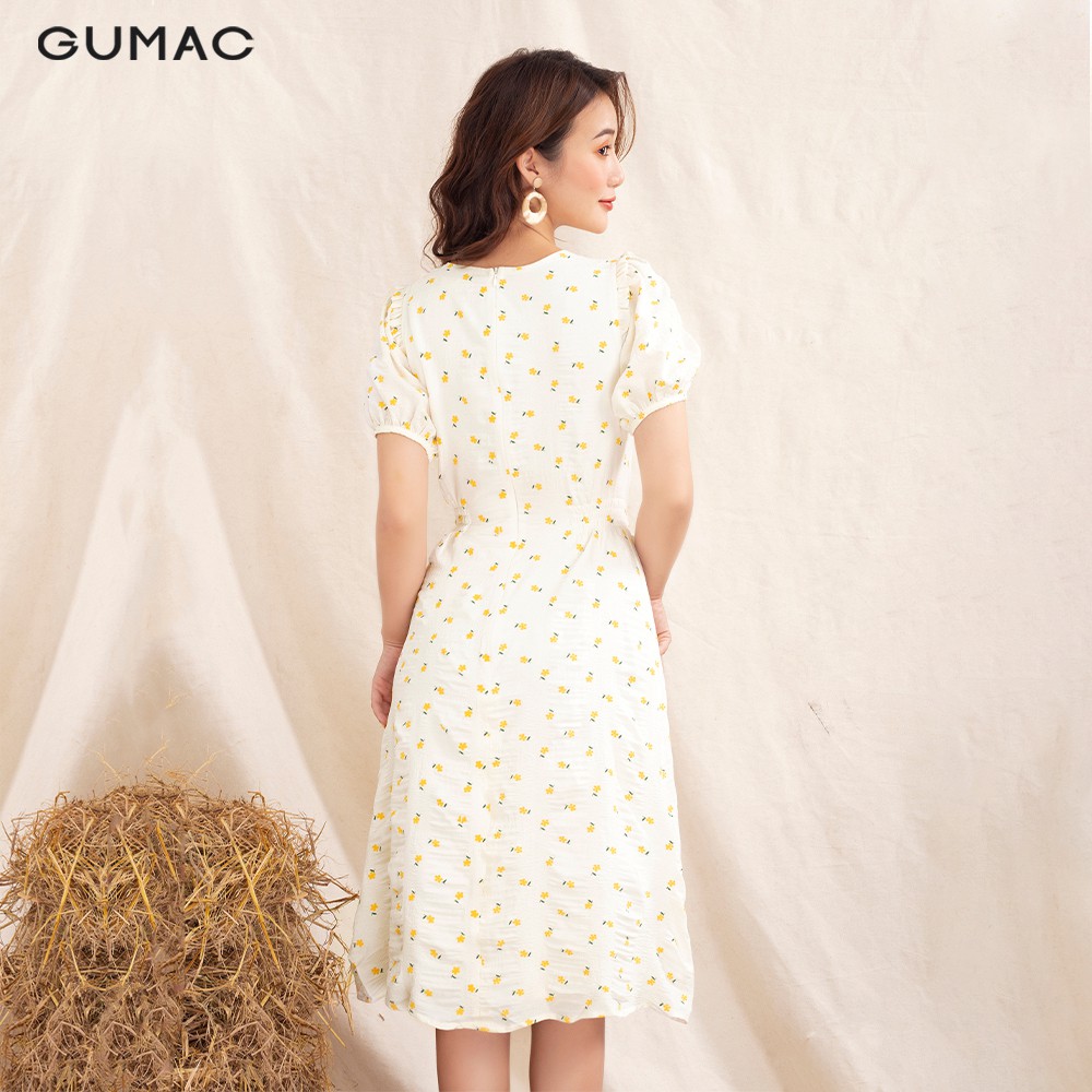 Đầm nữ thêu hoa thiết kế đô nhún DA1075 GUMAC màu trắng đủ size cực bánh bèo | BigBuy360 - bigbuy360.vn