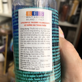 Xịt dưỡng 2 thành phần Bes Lipocomplex 200ml (ITALY)