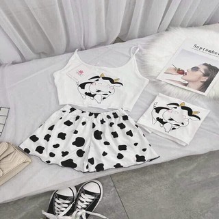 Set bò sữa hai dây croptop