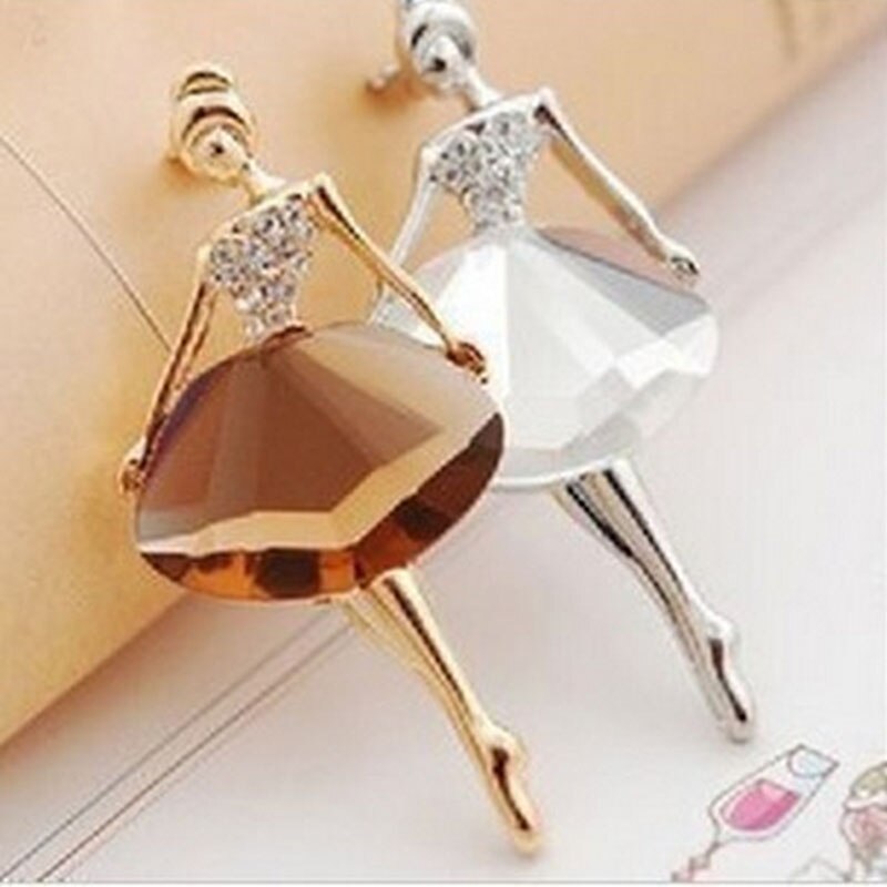 Crystal Brooch Ballerina Girl Fashion Temperament Badge Corsage