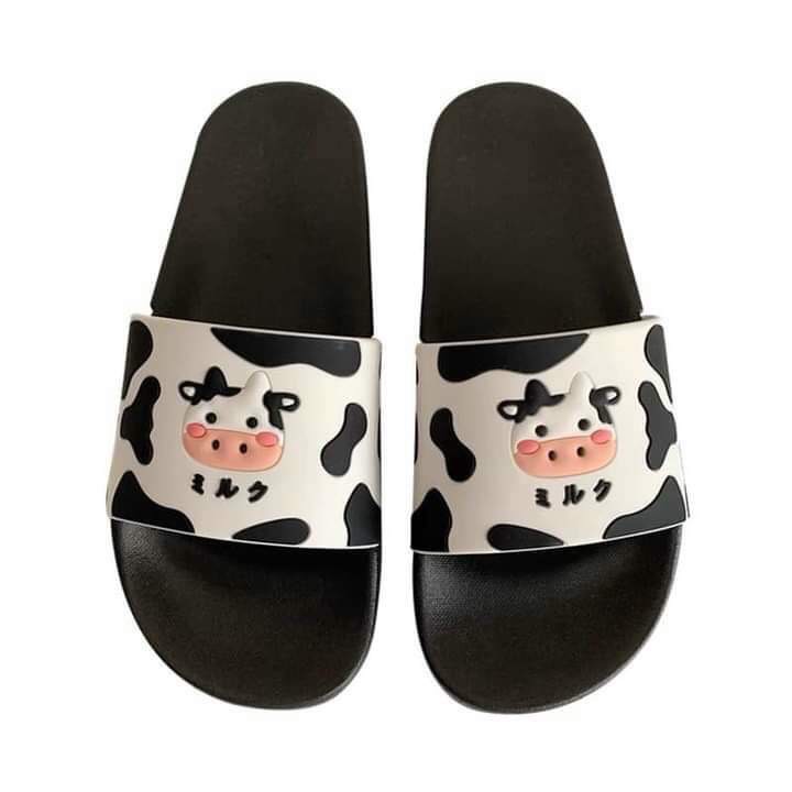 Dép Cao Su Quai Ngang Hình Bò Sữa Cute