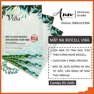 Combo 03 Mask/Mặt nạ dừa Biocell ViBa thư giãn, dưỡng ẩm, giảm mụn, sáng da, ngừa lão hóa - ĐL chính hãng Annshop