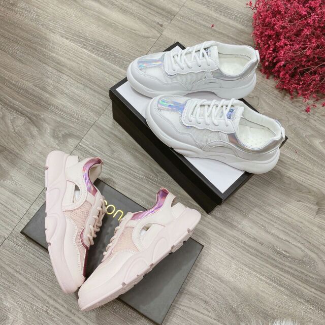 Giày thể thao cá tính nhũ bạc va hồng