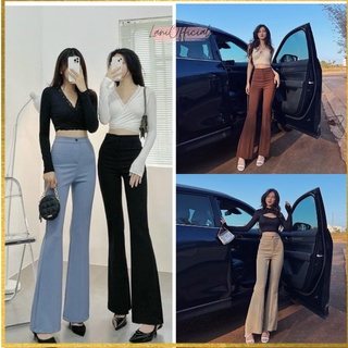 Quần suông ống loe cạp cao 1 cúc , 2 cúc quần vải ống rộng siêu hách dáng tôn vòng 3, phong cách hàn quốc- lani official