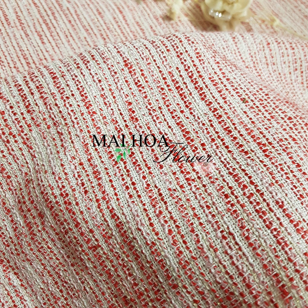 Vải dạ tweed đỏ vải may áo vest nữ Hàn Quốc cao cấp, Maihoaflower