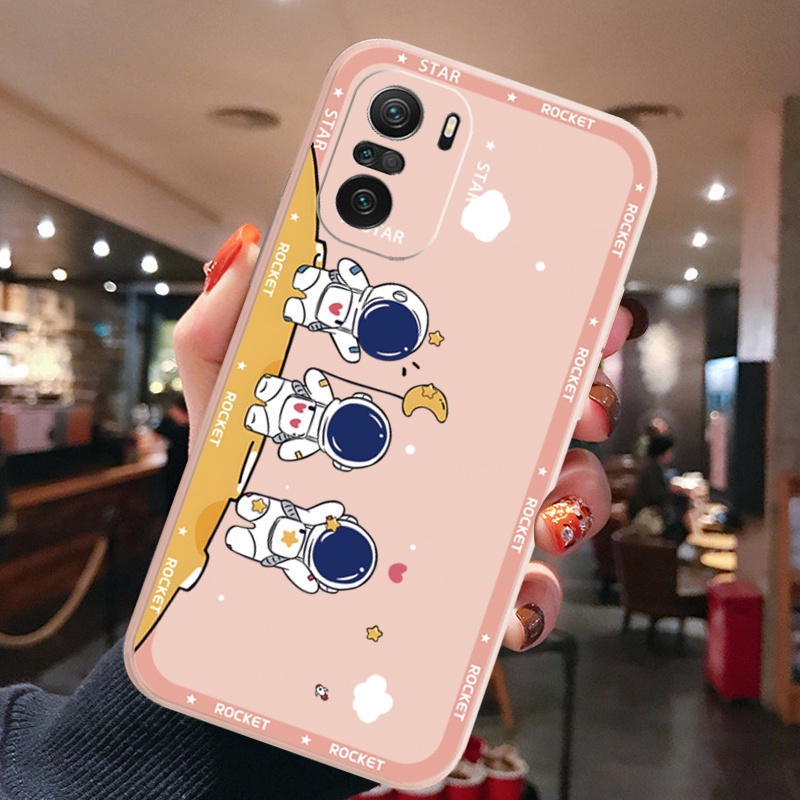 Ốp Điện Thoại Cạnh Vuông In Hình Phi Hành Gia/Không Gian Cho Xiaomi Redmi Note 10 Pro 9S 9A POCO X3 NFC M3 Pro 5G