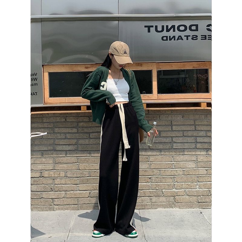 Porozi  Quần dài thể thao  ống rộng phong cách Hàn Quốc