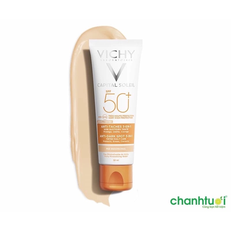 Kem Chống Nắng Vichy Capital Soleil 50ML - vichy có màu da, không màu, chống lão hoá