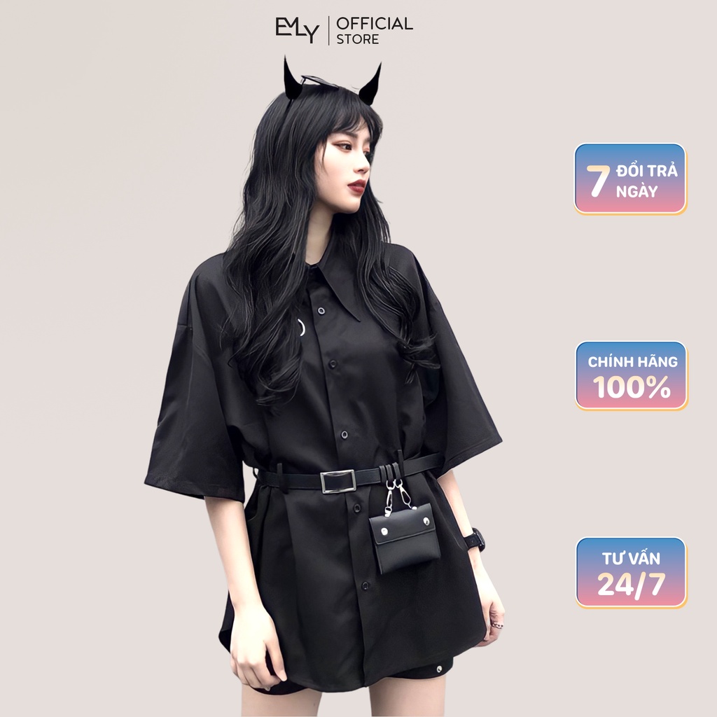 Áo sơ mi nữ tay ngắn form rộng Emilyshop