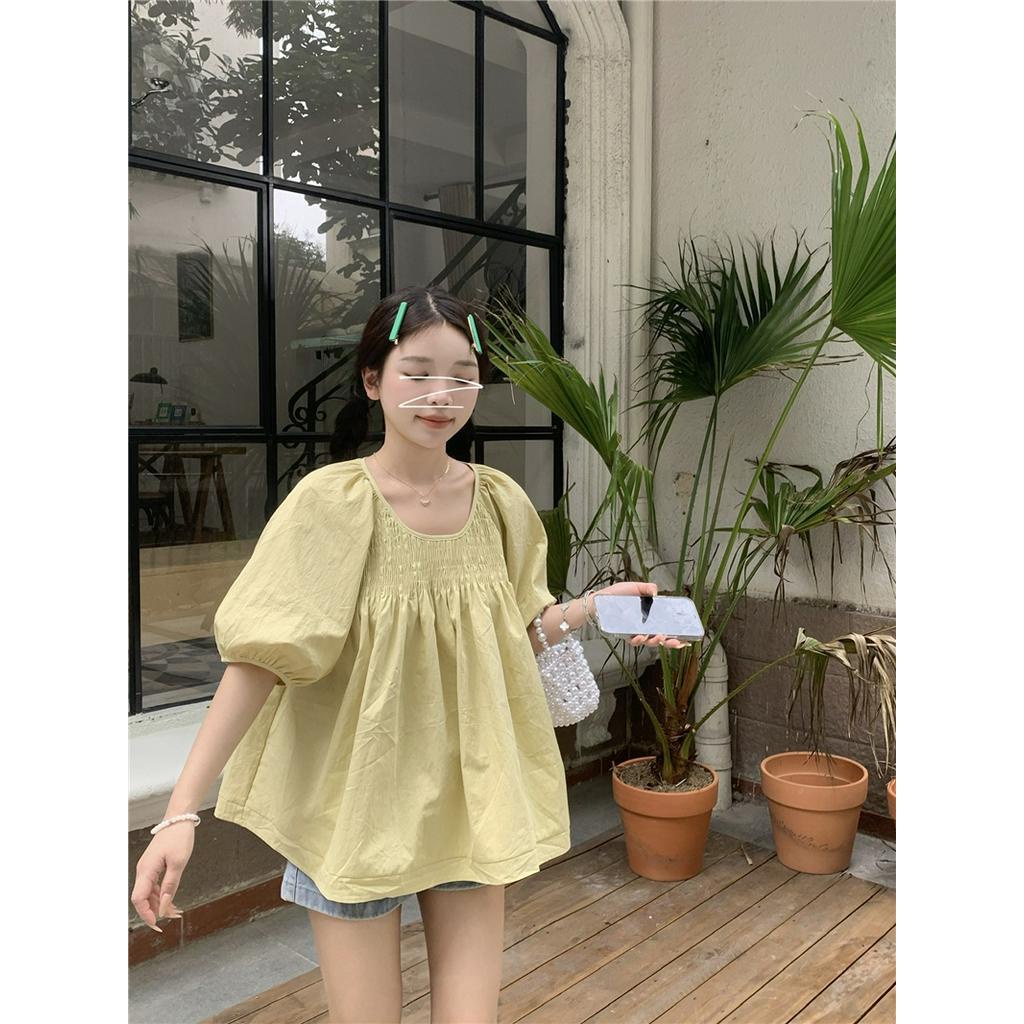 Áo Sơ Mi Cổ Tròn Dáng Rộng Màu Sắc Retro 64232