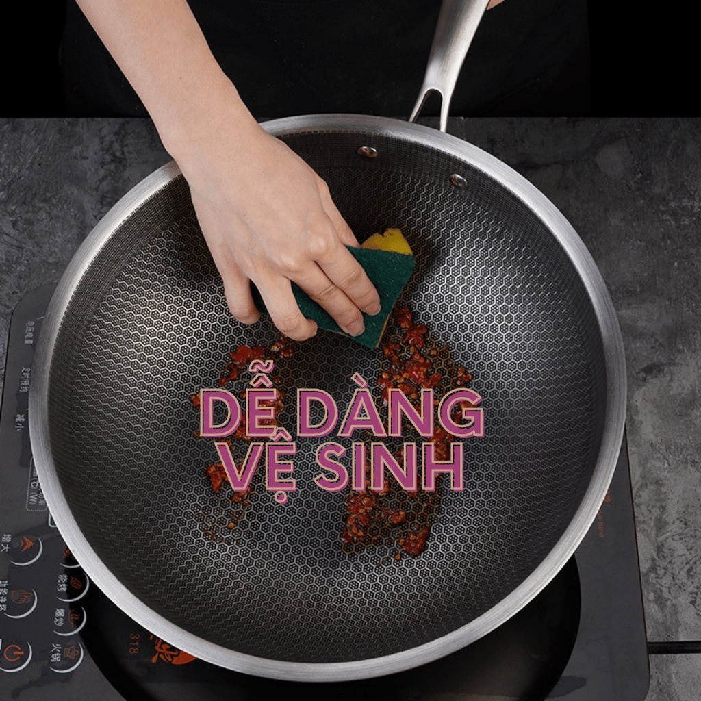 Chảo Chống Dính Đa Năng Sâu Lòng, Vân Tổ Ong Cao Cấp, Siêu Chống Dính Sâu Lòng Có Lưới Tổ Ong (nấu cả bếp từ)