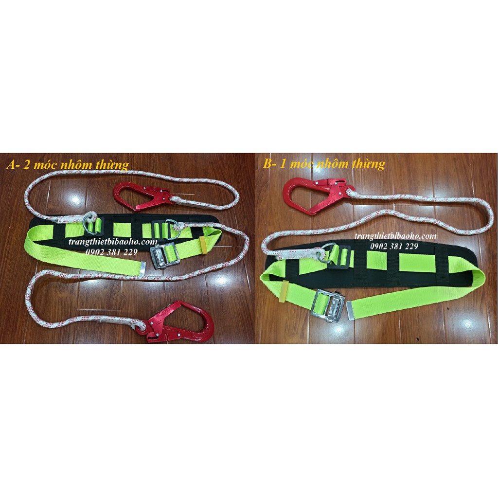 Dây an toàn nịt bụng móc nhôm có miếng đệm lưng (dây thừng)