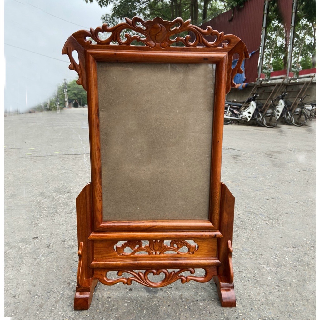 Khung ảnh thờ mẫu hoa lá tây gỗ hương ta kích cỡ 20x30cm và 25x35cm - BẢO HÀNH VÀ ĐỔI TRẢ