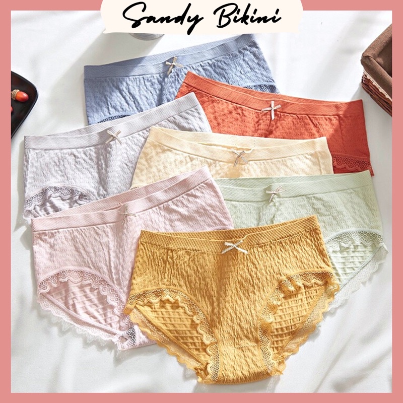 Set 10 Quần Lót Nữ Cotton Kiểu Nhăn Nơ Co Giãn 4 Chiều Mềm Mại Thoáng Khí 556