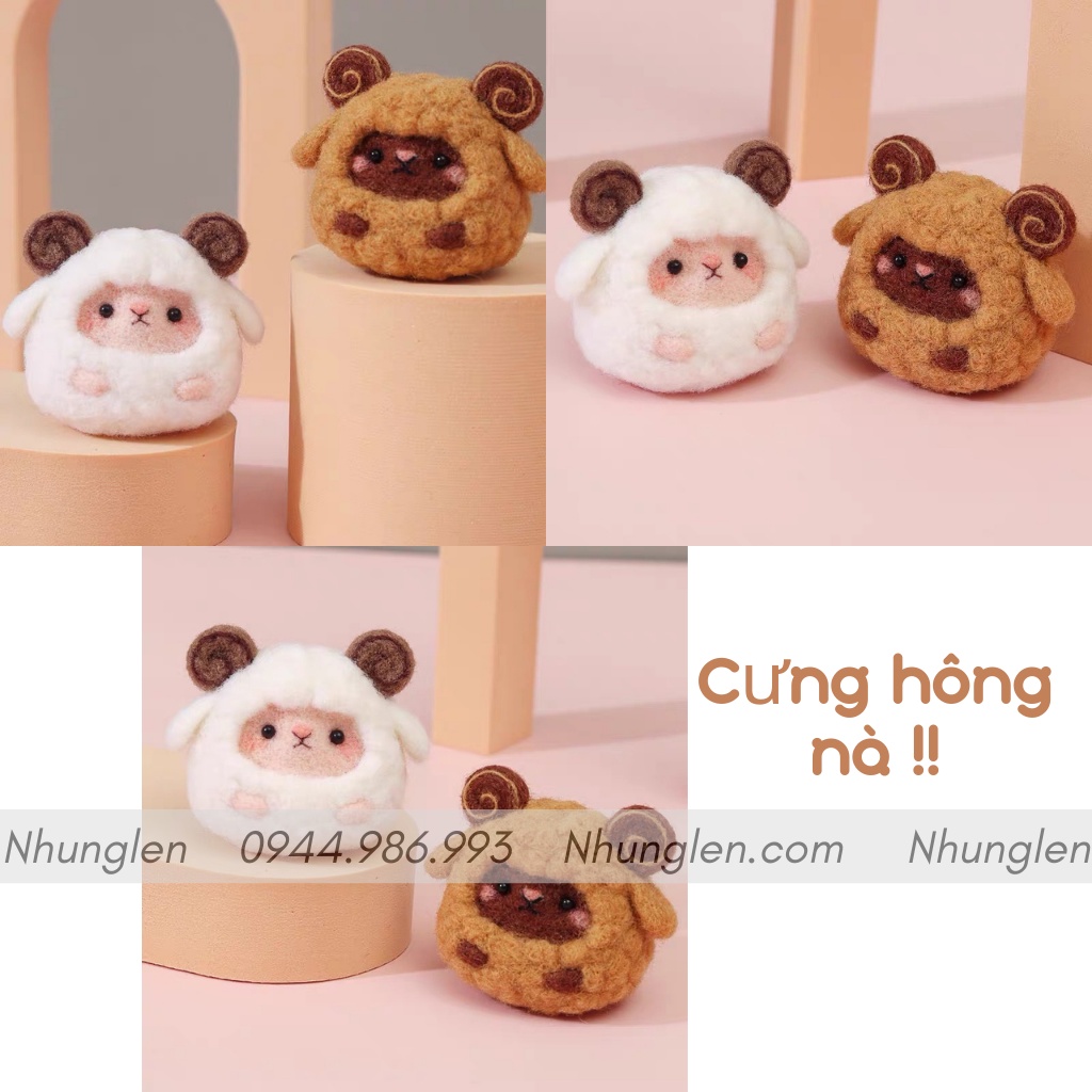 [MỚI] Kit Len Chọc Cừu Tròn Cute, Kit len chọc siêu cute chào hè có hướng dẫn, Needle felting sheep, quà tặng ý nghĩa