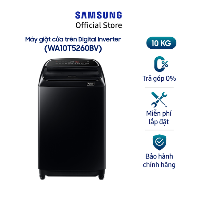 [Mã ELMALL1TR giảm 5% đơn 3TR] Miễn phí công lắp đặt_Máy giặt Samsung cửa trên Digital Inverter 10kg (WA10T5260BV)