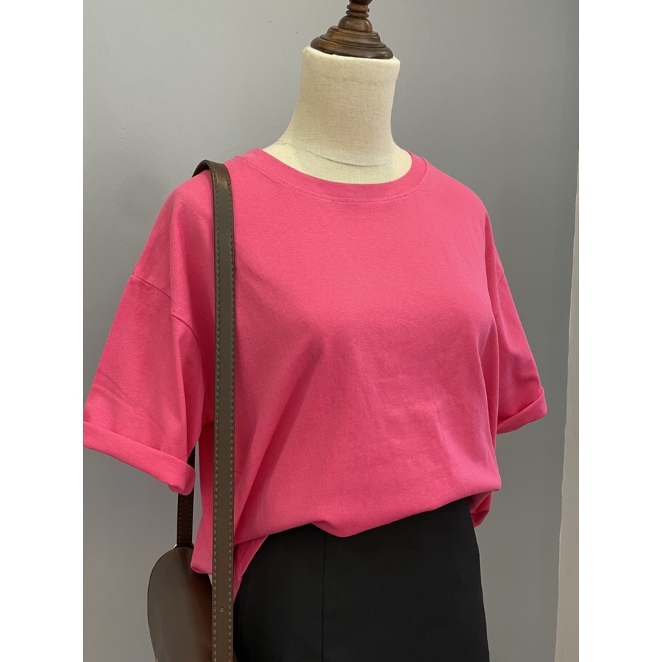 Áo thun nữ form rộng tay lỡ cổ tròn màu trắng style Hàn Quốc freesize dưới 55kg chất cotton dầy dặn | BigBuy360 - bigbuy360.vn