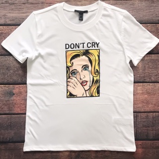 Áo thun cotton f21 in hình cô gái don’t cry - 0904