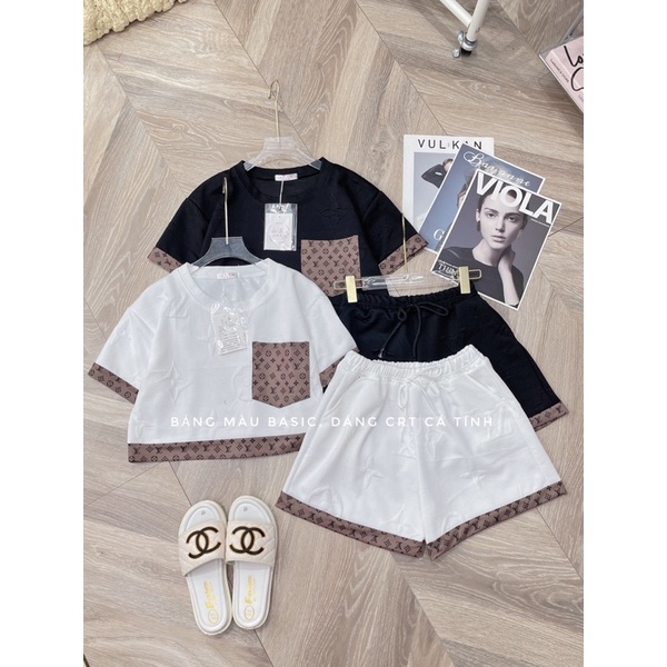 SET BỘ CROP-TOP PHỐI VIỀN VẢI KAKI 2 MÀU HOT TREND