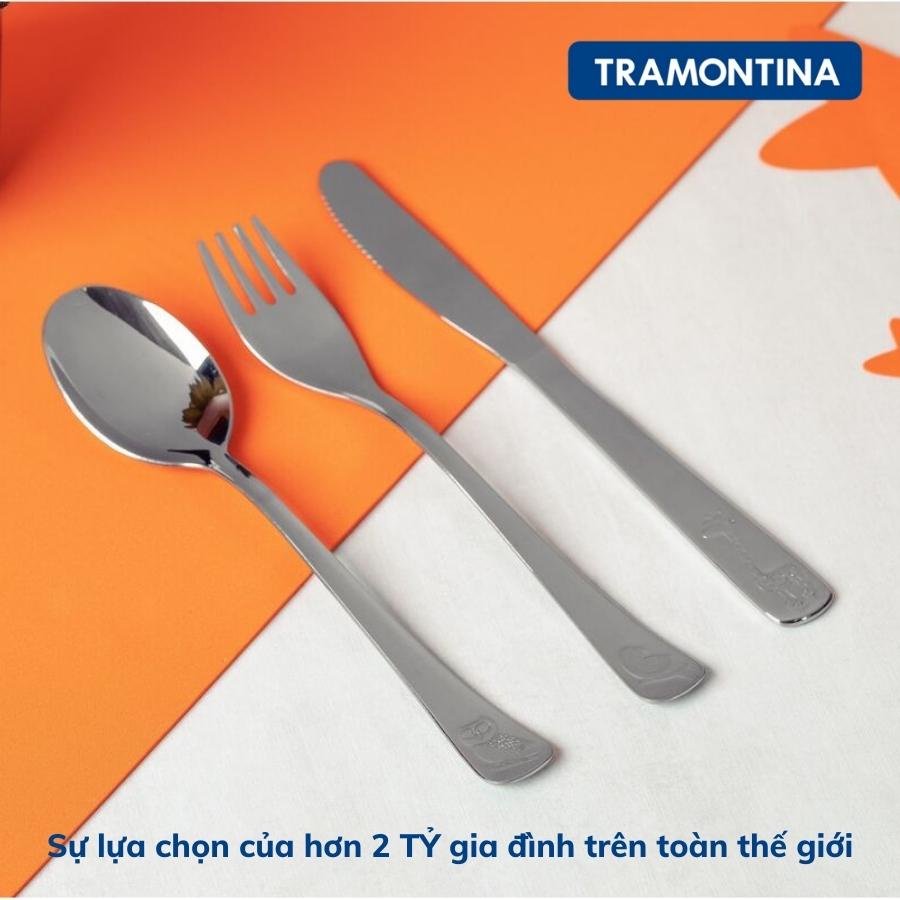 Bộ 3 chiếc dao thìa dĩa cho bé Tramontina thép không gỉ cao cấp hàng chính hãng nhập khẩu Brazil