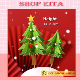 Cây thông noel 3D trang trí bánh kem, trang trí bánh sinh nhật