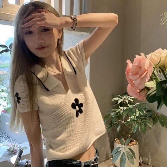 Áo thun polo dệt kim ZHELIHANGFEI tay ngắn thiết kế thời trang trẻ trung cá tính