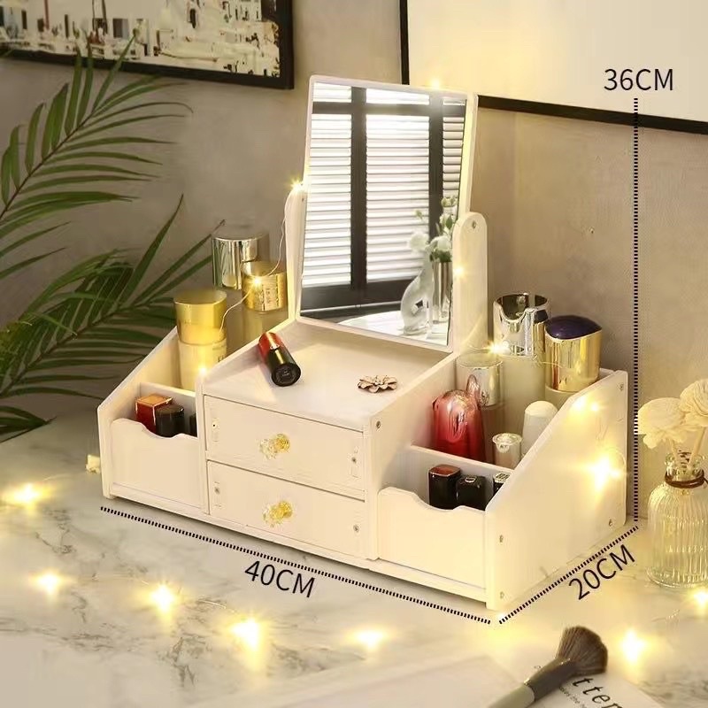 Kệ trang điểm có gương, tủ đựng đồ trang điểm mini