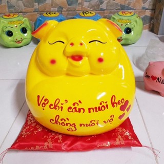 Heo đất tiết kiệm tiền dễ thương 25x30cm viết chữ theo yêu cầu miễn phí
