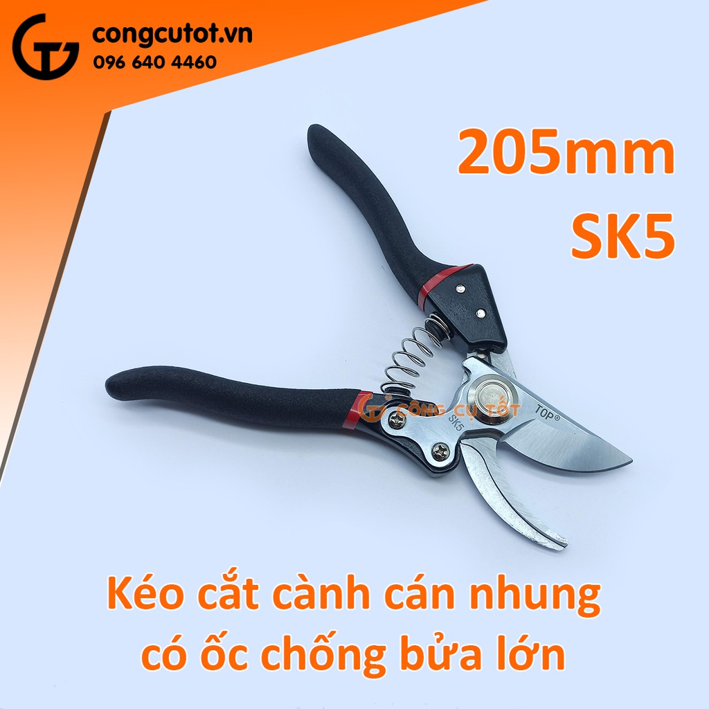 Kéo cắt cành CÁN NHUNG 205mm có ốc chống bửa to để cắt cành cứng