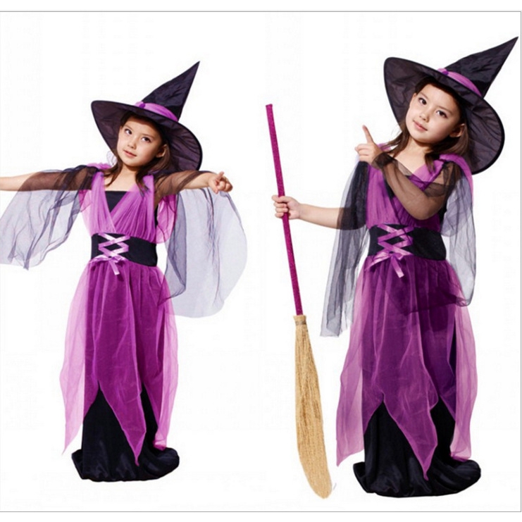 Đầm Hoá Trang Phù Thuỷ Nhân Dịp Halloween Cho Bé