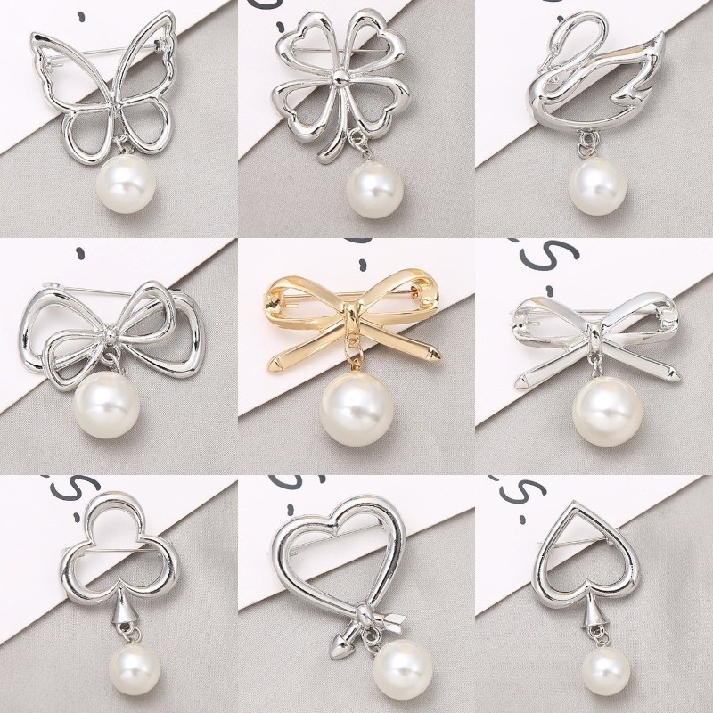 Ghim Cài Áo Đính Ngọc Trai Đơn Giản Chống Ánh Sáng Phong Cách Hàn Quốc