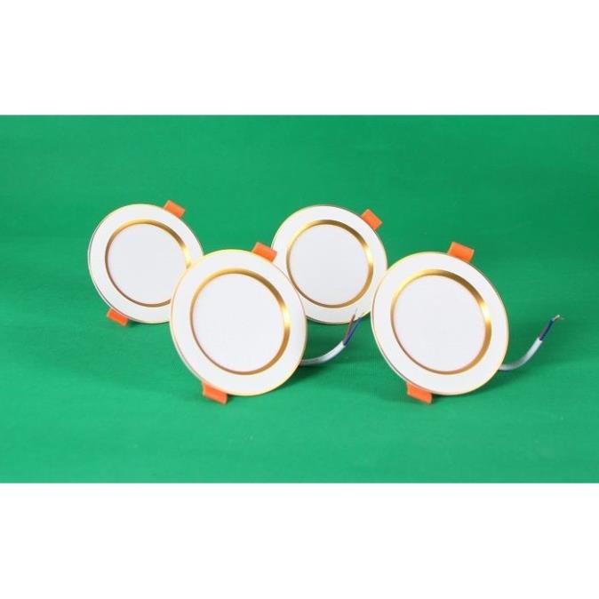 Combo 10 Đèn Led âm trần đổi màu 3w viền vàng, viền bạc, đèn mắt trâu, đèn phòng ngủ, đèn trang trí