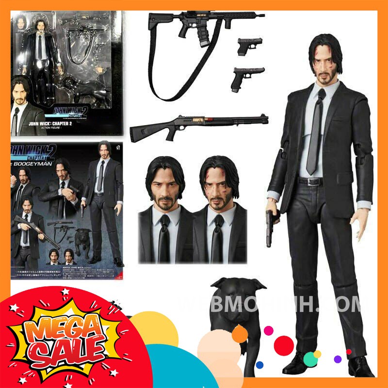 GIÁ HỦY DIỆT Mô Hình John Wick Keanu Reeves Chapter 2 Kèm Chó Mafex Full Box