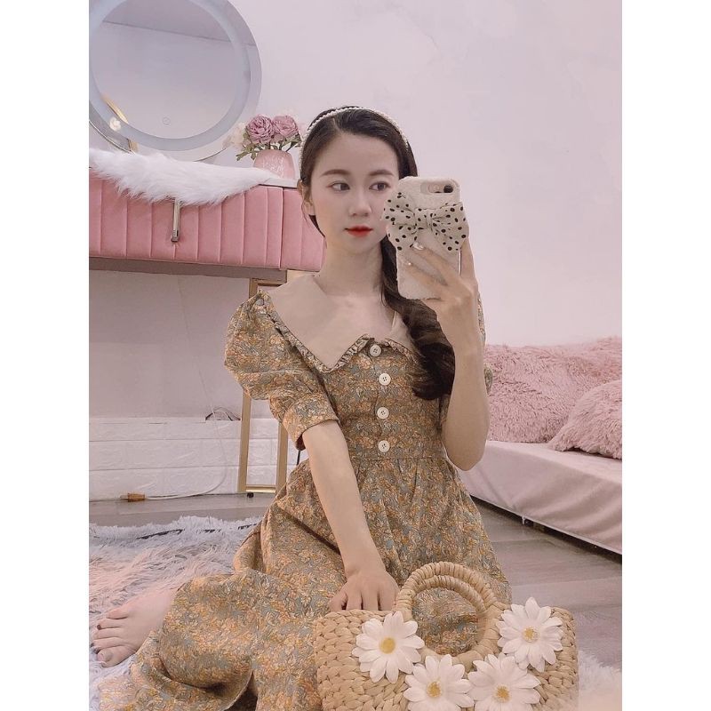 Váy Hoa Nhí Cổ Bèo Vintage [ BÁN SỈ ] 🌺 Đầm Hoa Nhí Dáng Dài One Boutique