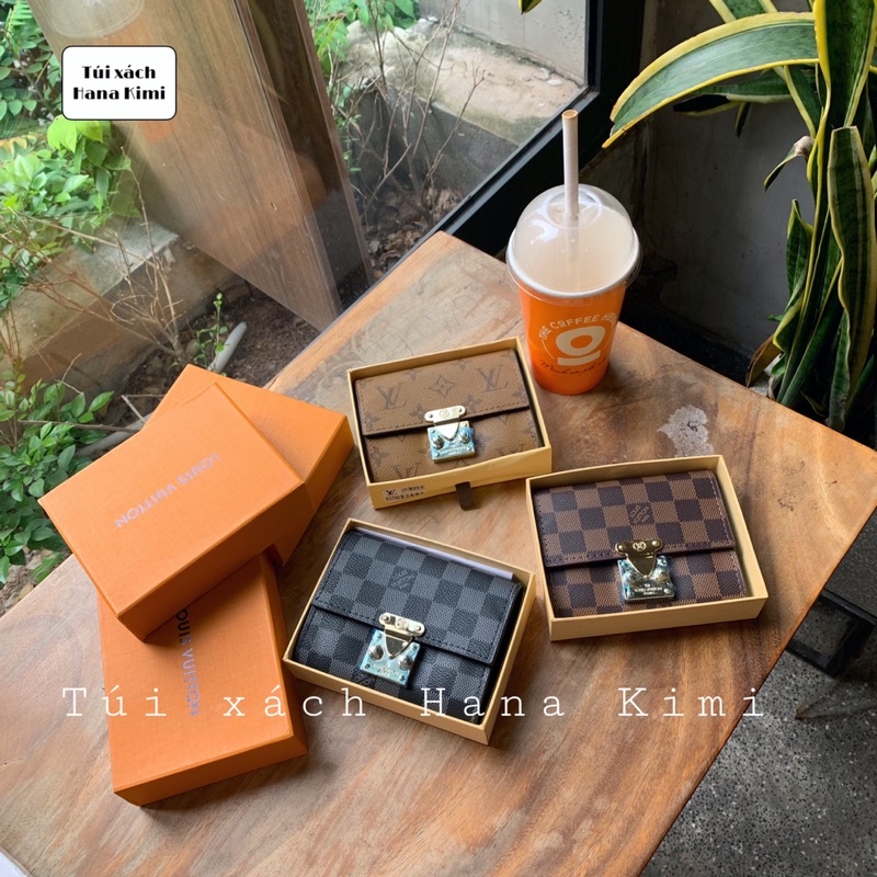 Ví bóp nữ mini L V khoá cài