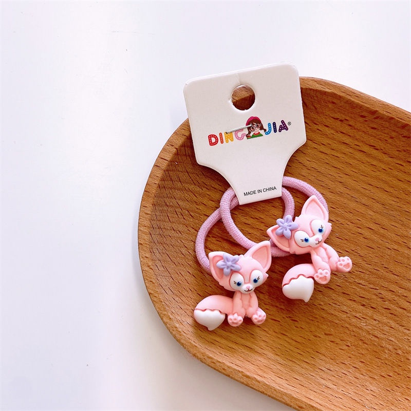Set 2 dây buộc tóc co giãn hình động vật dễ thương cho bé gái