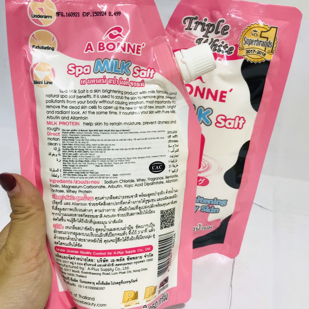 Muối tắm sữa bò tẩy tế bào chết A Bonne Spa Milk Salt 350g Thái Lan
